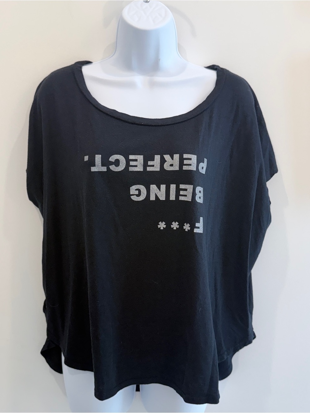 good hYOUman Black Scoop Neck Graphic Tee